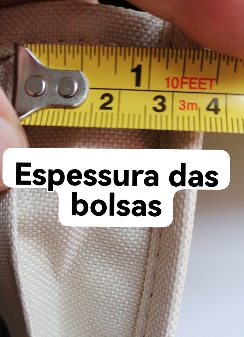 Suporte em tecido com compartimentos, para comandos, revistas e outros