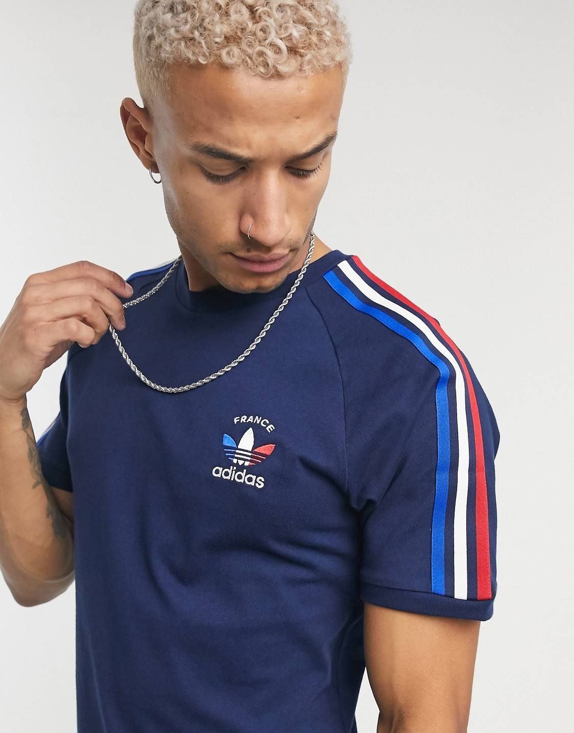 Koszulka męska T-shirt Adidas France XS 3 paski