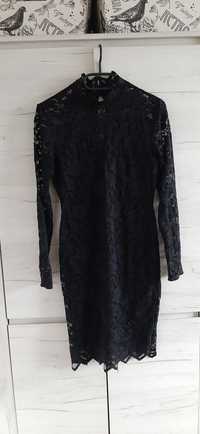 Mała czarna, koronkowa sukienka H&M, rozmiar S