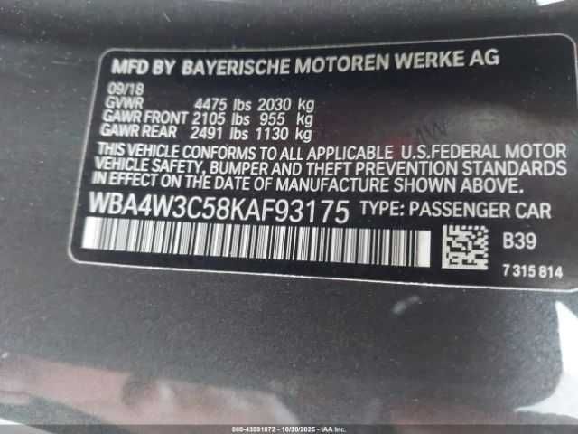 2019 Bmw 430i F32 Coupe