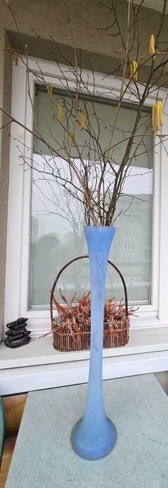 Wazon wysoki niebieskie szkło 66 cm