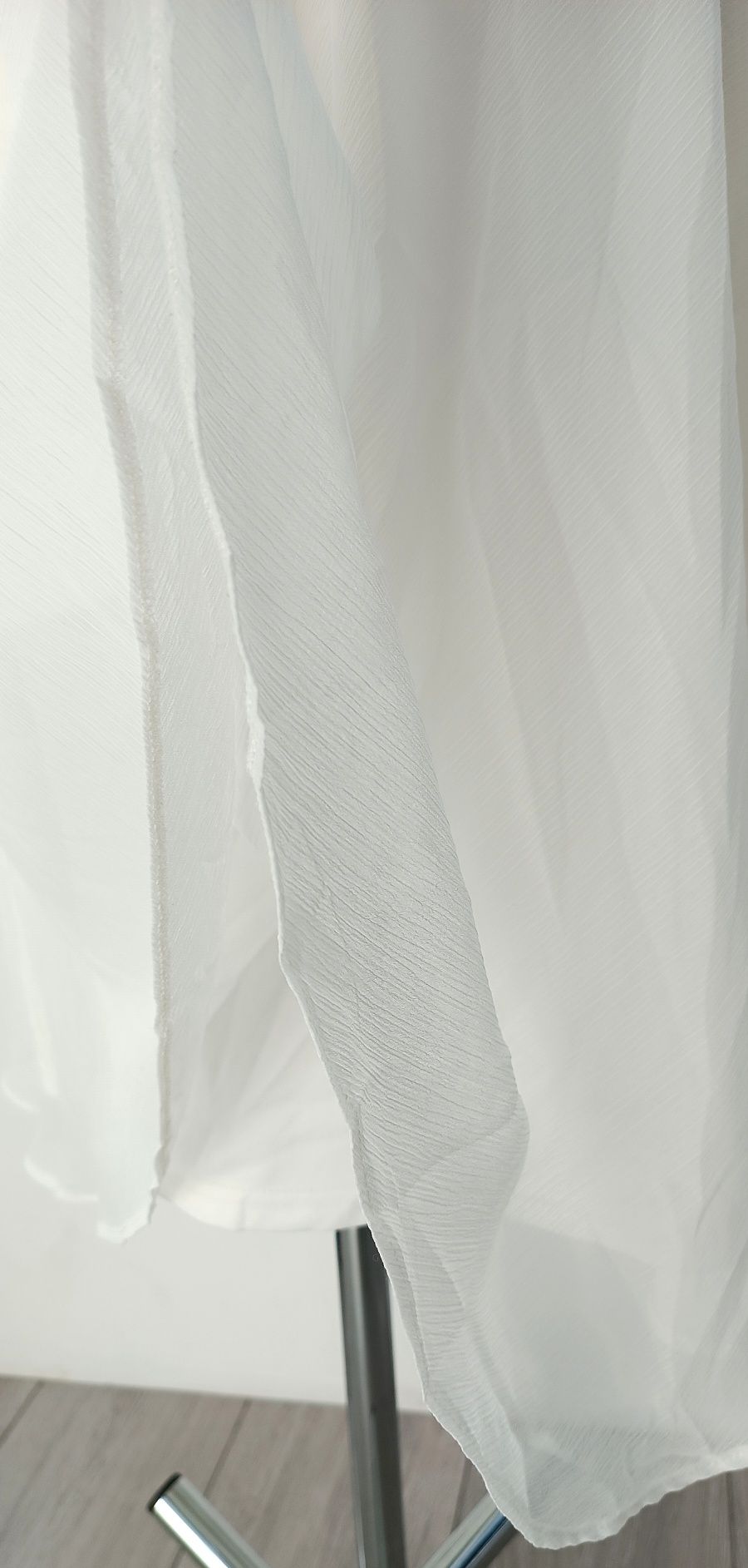 Biała letnia sukienka midi tiulowa elegancka zwiewna 34 36 XS S