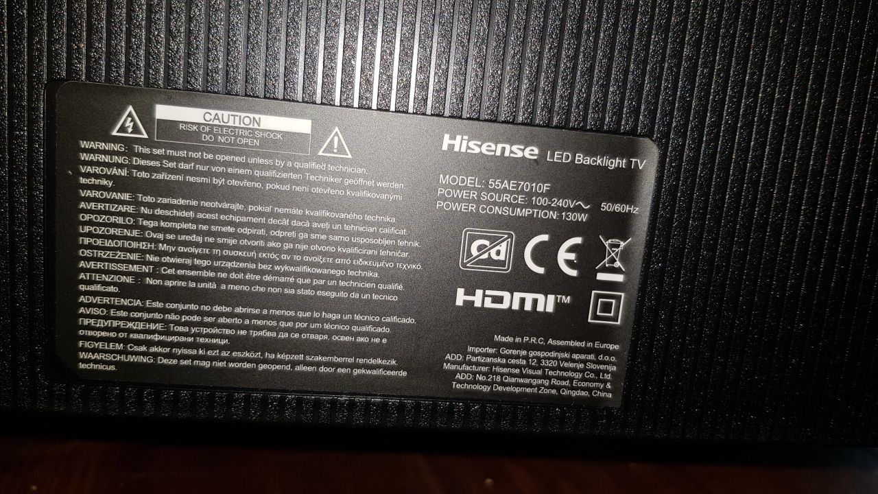 Hisense 55AE7010F. ULTRA HD 4K. T2. Smart. Wi-Fi.