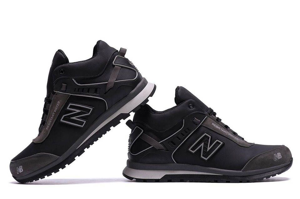 Чоловічі зимові черевики New balance мужские кожаные кроссовки Чорні ш