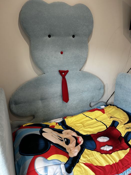 Cama Infantil com Cama Auxiliar — Cabeceira Ursinho