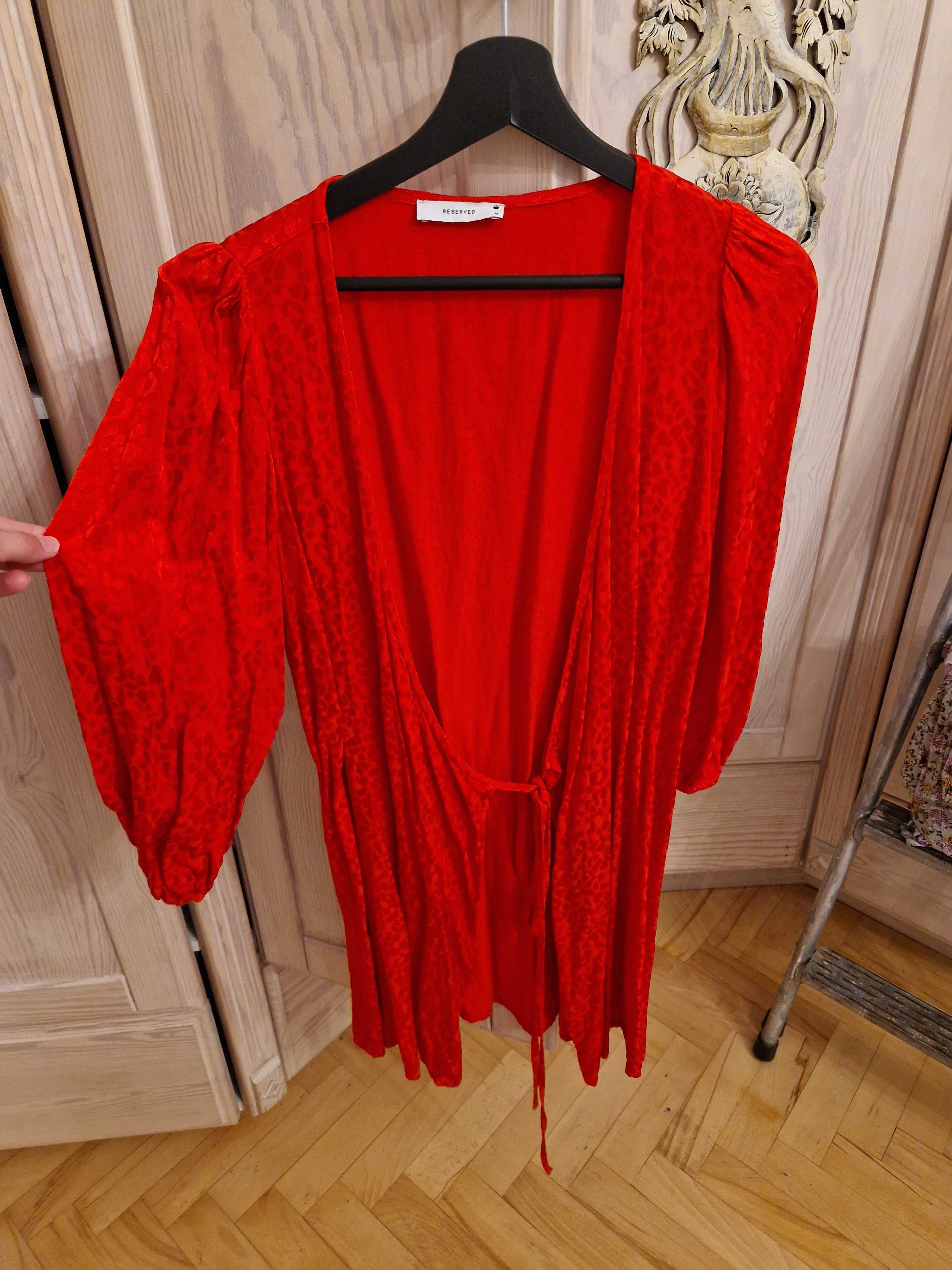 Sukienka ciazowa czerwona połyskujaca z faktura, rozmiar M,reserved