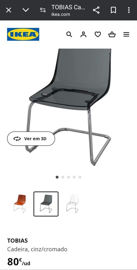 Cadeira Tobias Cinza Ikea