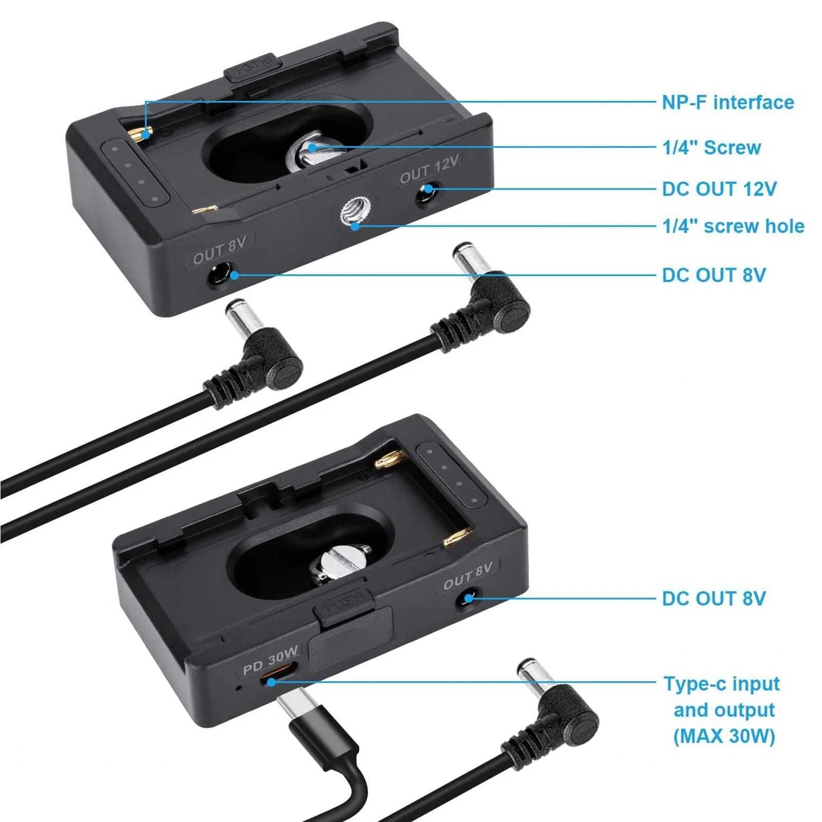 Пластина адаптера NP-F металева Type-C DC12V DC7.4V