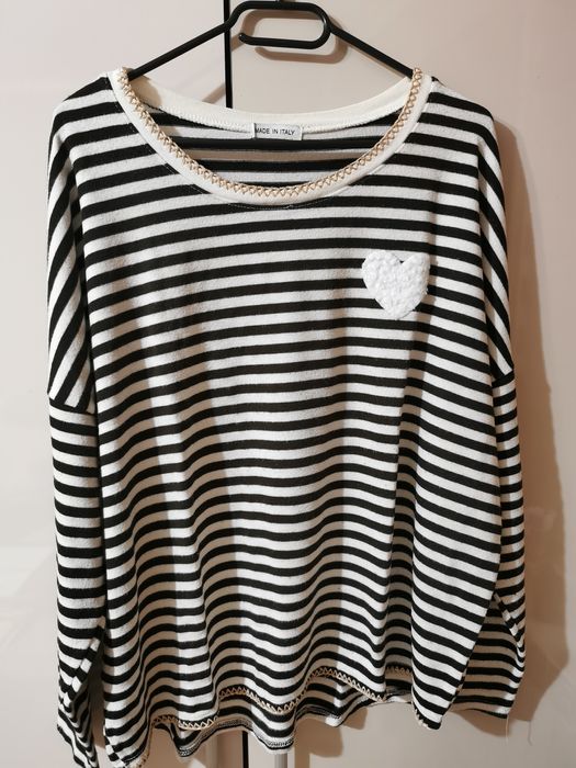 Sweter sweterek cienki damski Made in Italy 42/44 XL/XXL paski