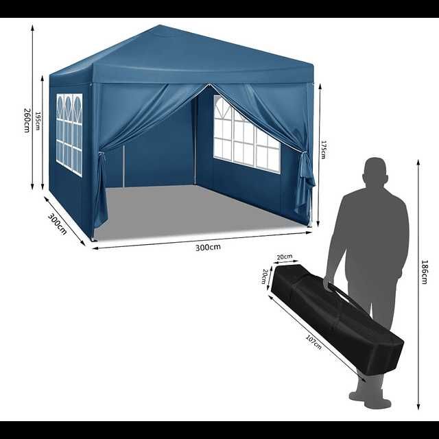 F165 Tenda 3 x 3 m abertura rápida altura ajustável para campismo