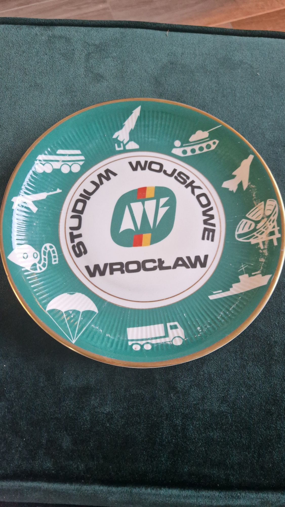 2 talerze pamiątkowe PRL Studium Wojskowe Wrocław
