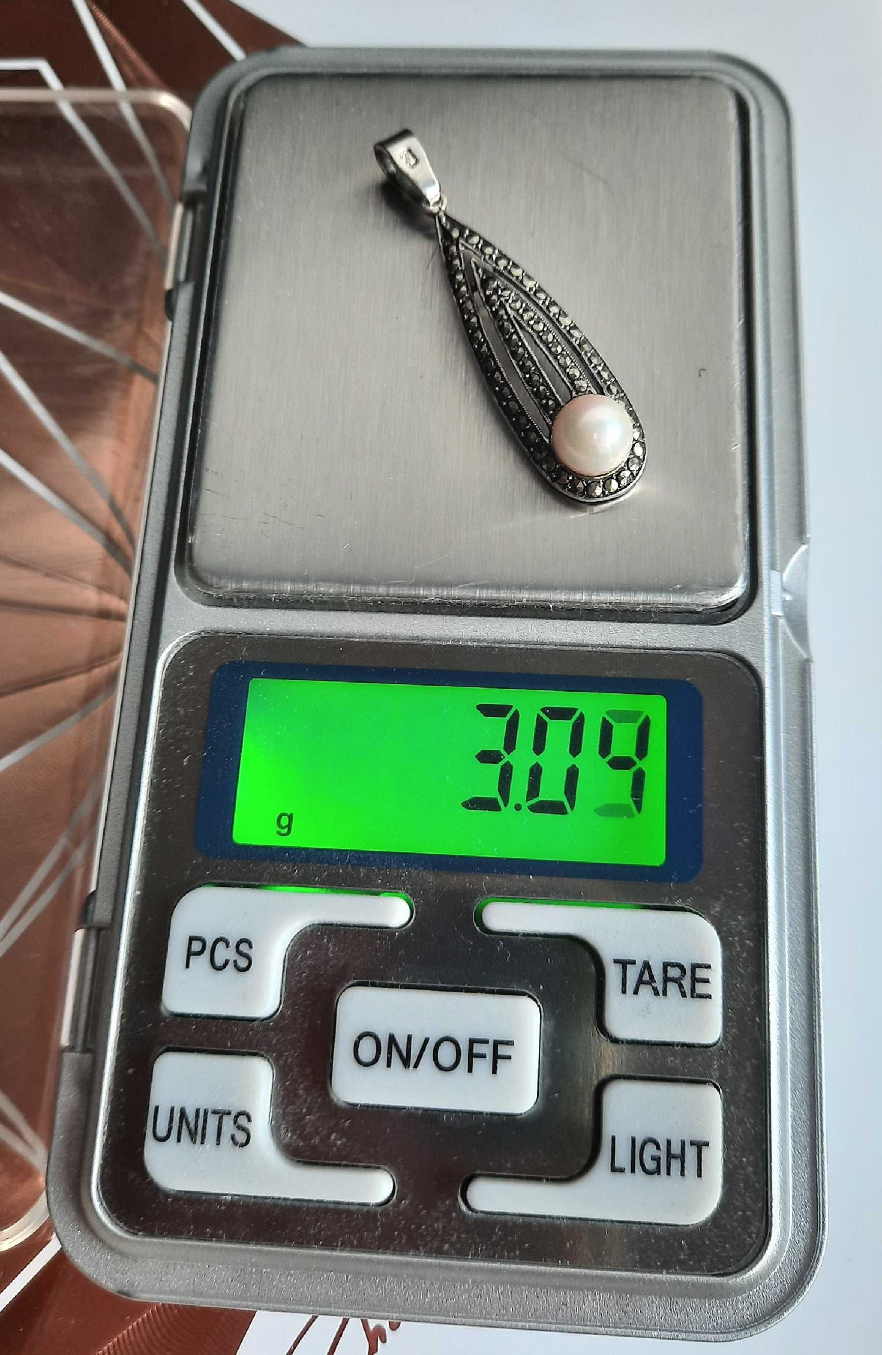 Srebrny perła naturalna markazyty kamienie wisiorek zawieszka z perłą