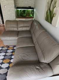 Skórzana narożna sofa z funkcją spania