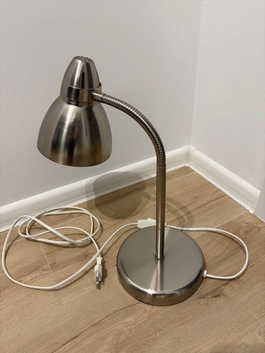 lampka biurko nocna srebrna