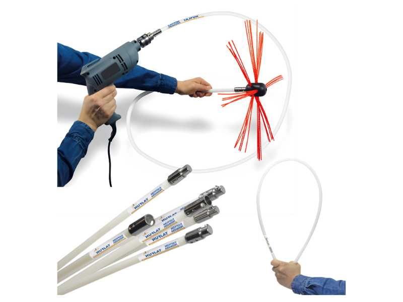 Zestaw szczotka do czyszczenia komina obrotowy na wiertarkę TAJFUN 6 m