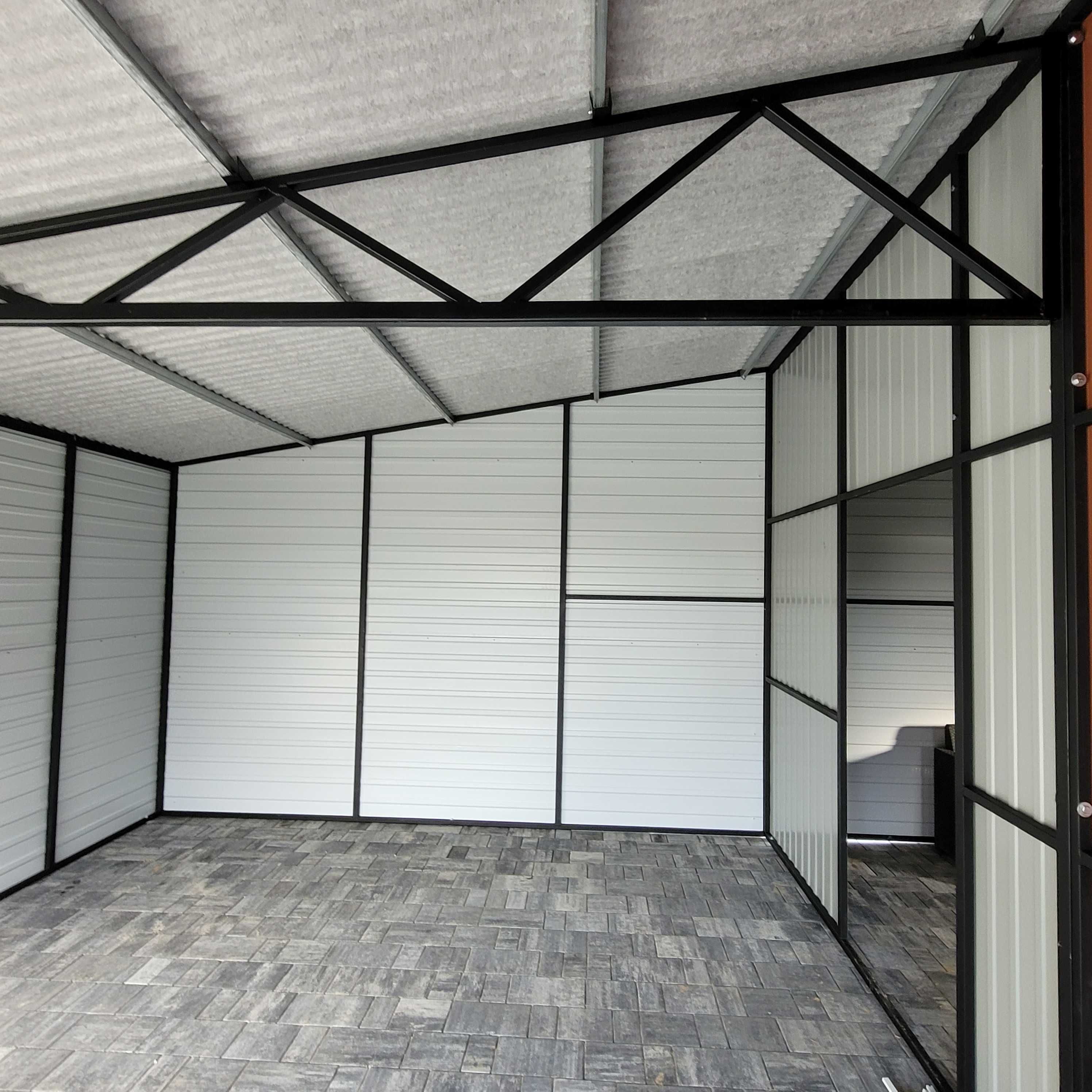 Garaż blaszany 8x5 drewnopodobny nowoczesny Premium profil wiata
