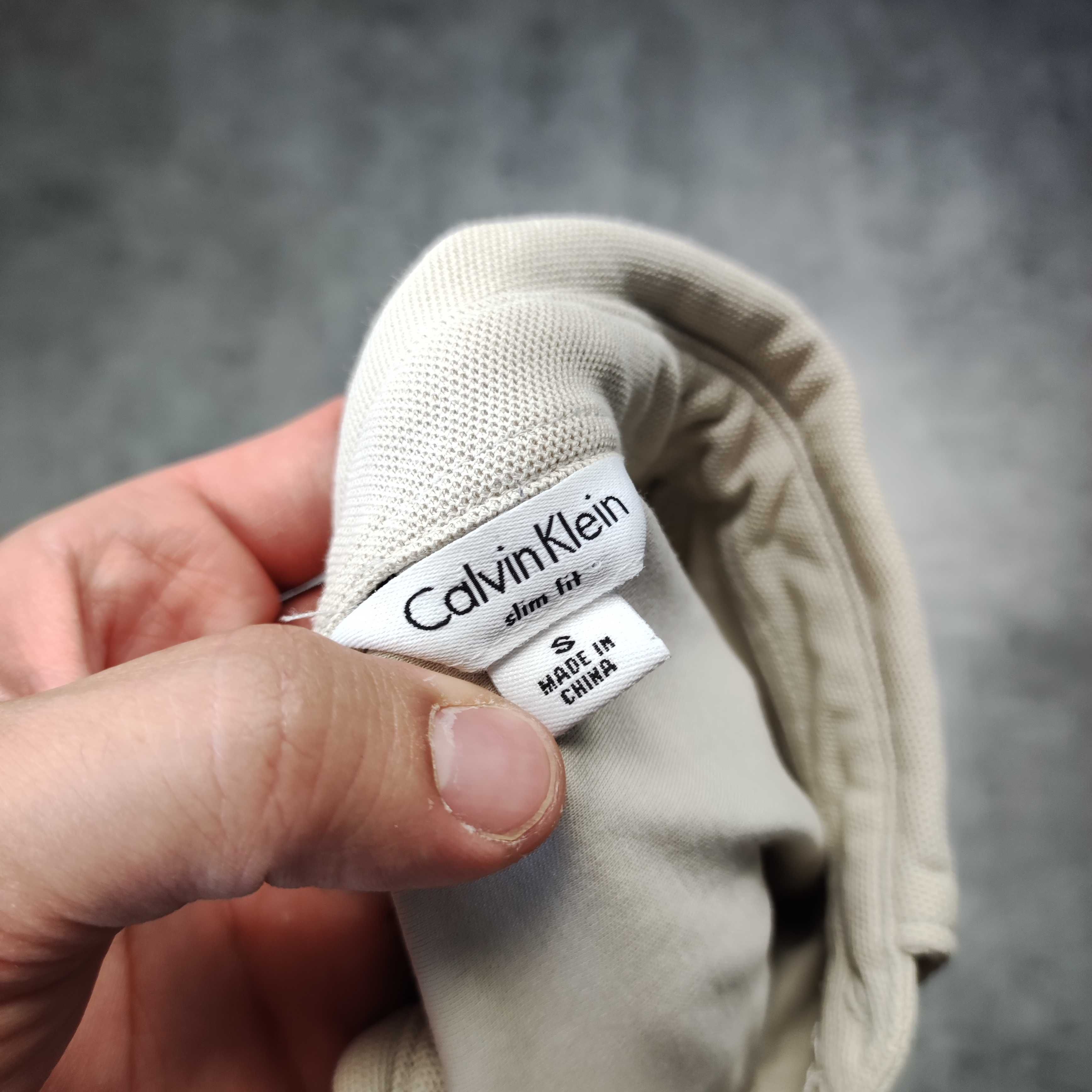 MĘSKA Koszulka POLO Elegancka Kołnierzyk CK Calvin Klein Beżowa Klasyk