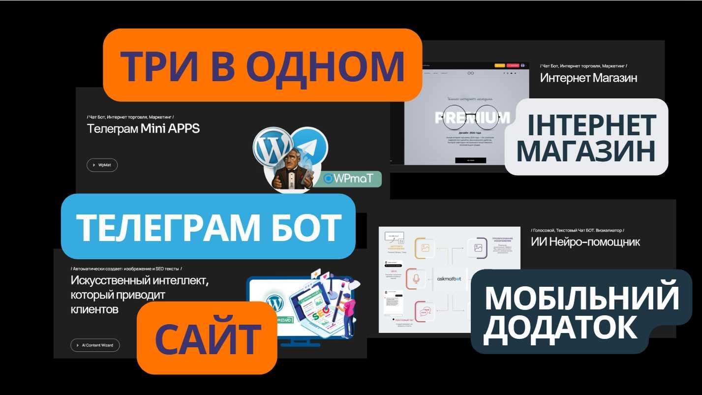 Сайт, интернет магазин з телеграм ботом  — 7 днів та гарантія продажів