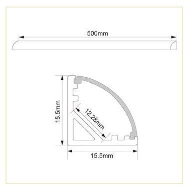 Calhas LED alumínio 50cm com fita LED 5050 Branco frio