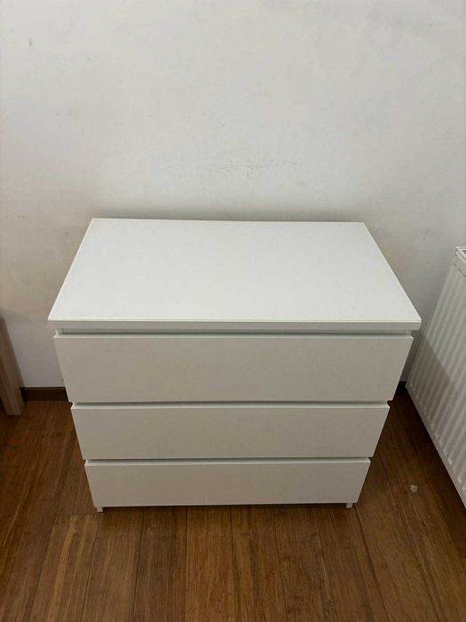Komoda ikea MALM 3 szuflady + szklany blat