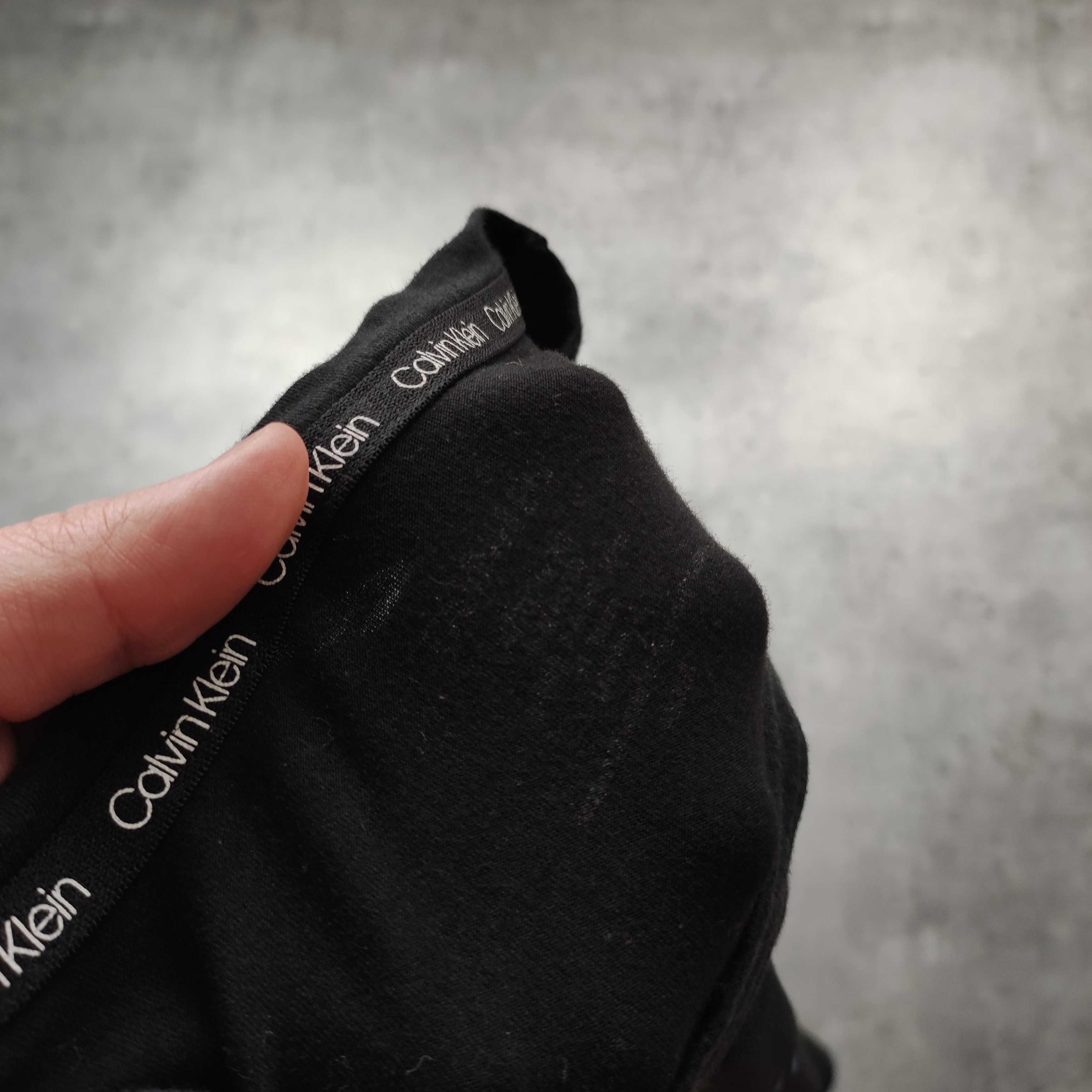 MĘSKA Koszulka Czarna Bawełna Duże Logo Calvin Klein PREMIUM Casual
