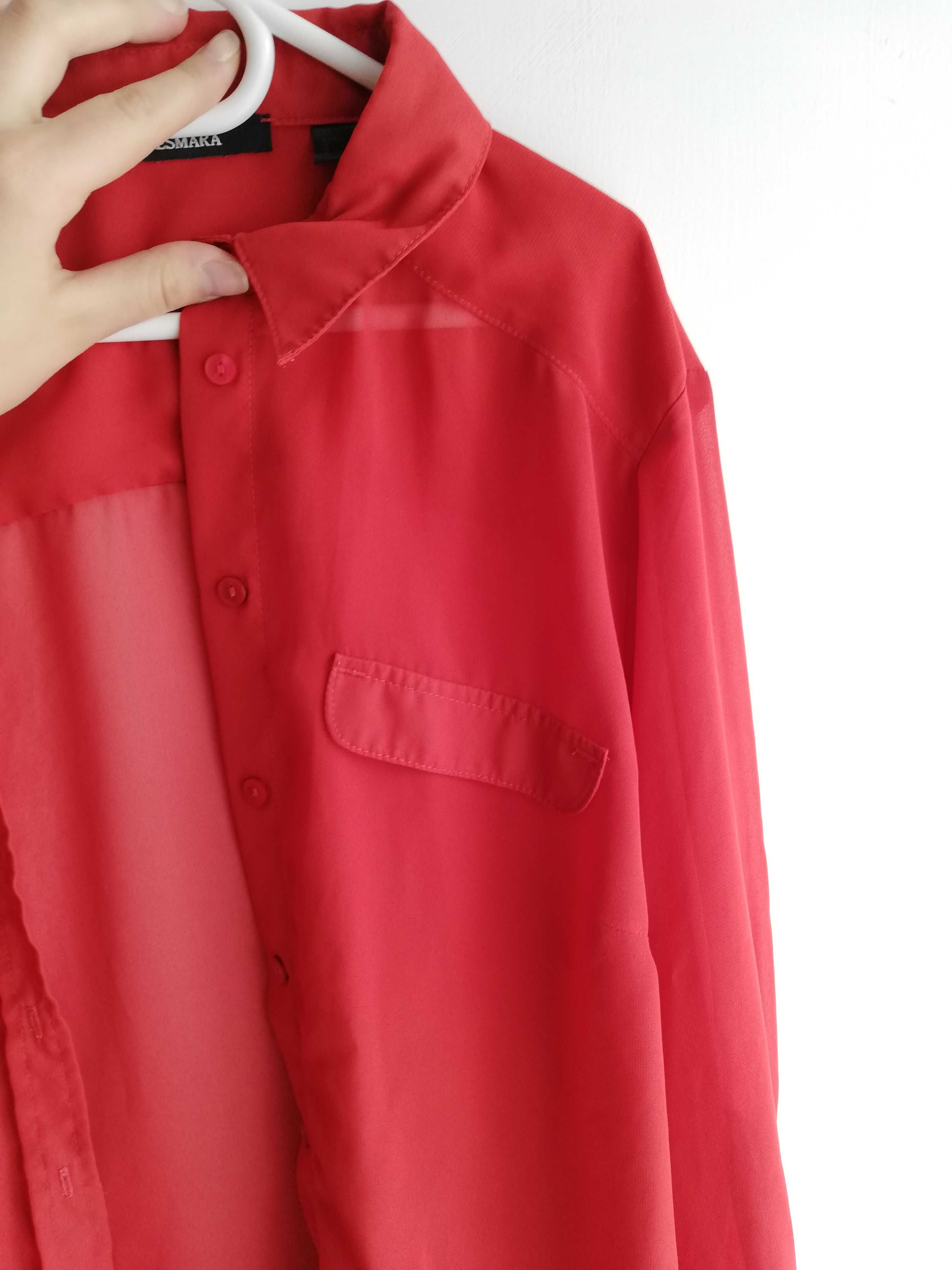 elegancka koszula różowa czerwona M 38 mgiełka