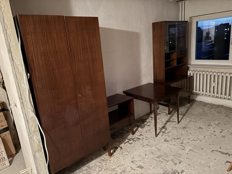Meble z PRL-u drewniane fornirowane - 6 elementów
