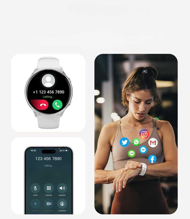 Smartwatch Zegarek Damski 1.39" Always-On AOD Rozmowy IP67 Monitor