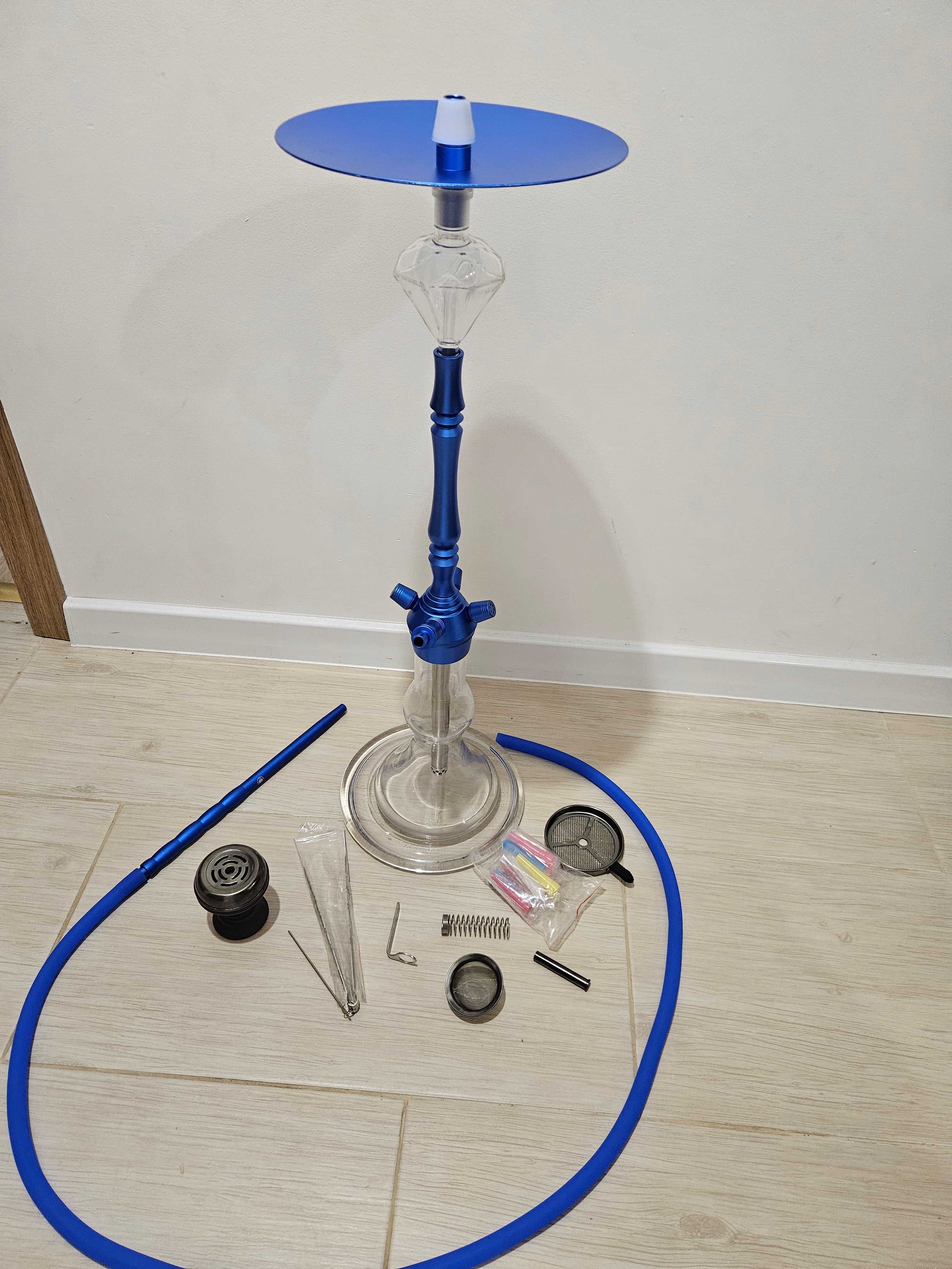 DILAW Shisha 93 cm Aluminium + Stal Łapacz Melasy Wąż-niebieska