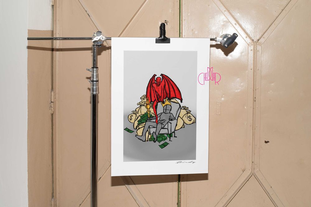 Plakat z motywem dobra i zła ,,Król"