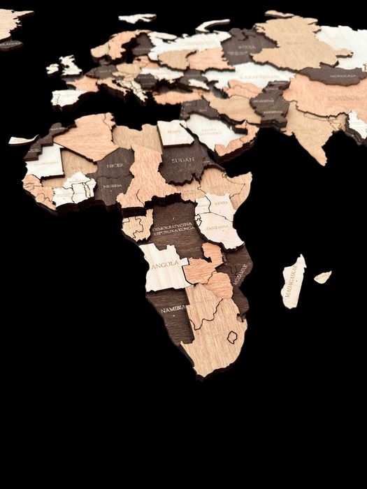Podróżuj Codziennie – Drewniana Mapa 3D 150X90cm, 4 kolory