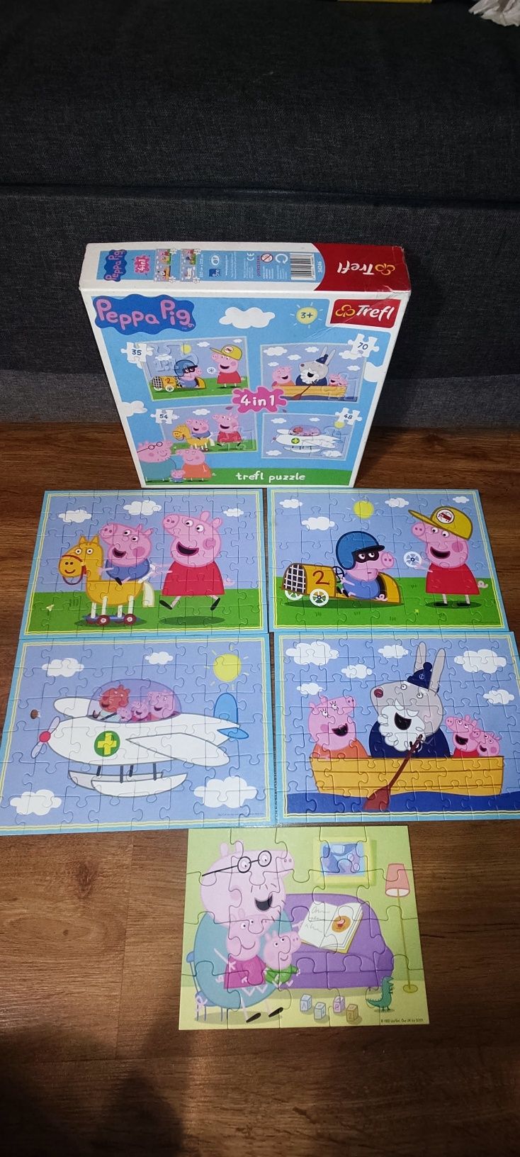 Trefl Pig Peppa Świnka Peppa Puzzle 4 w 1 (35,48,54,70) elementów+ 20