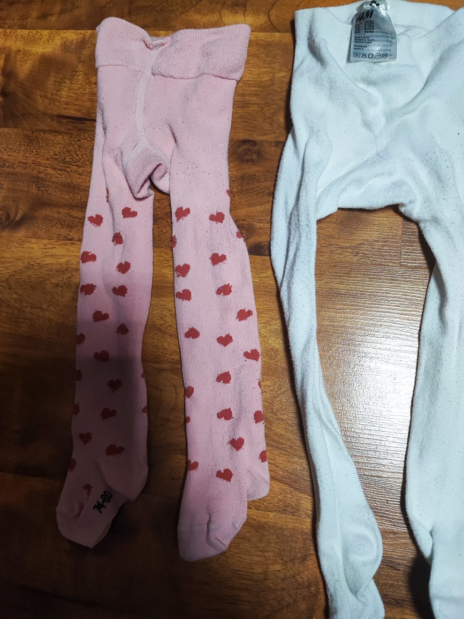 Rajstopy 74 80 paka białe Gatta H&M różowe prążki