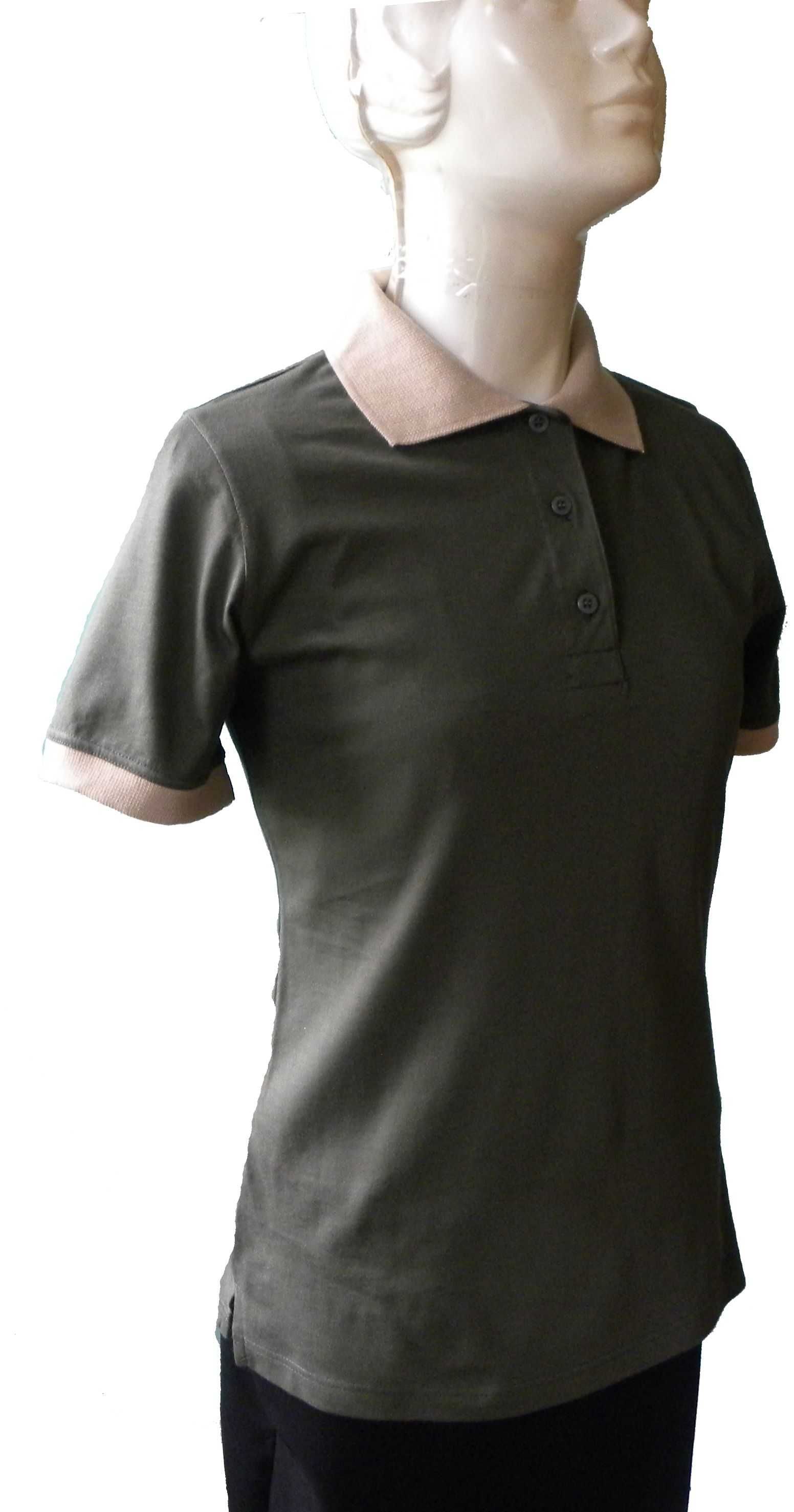 polo damska   krótki rękaw, kolor zielony,dodatki beż   r. S-XXL