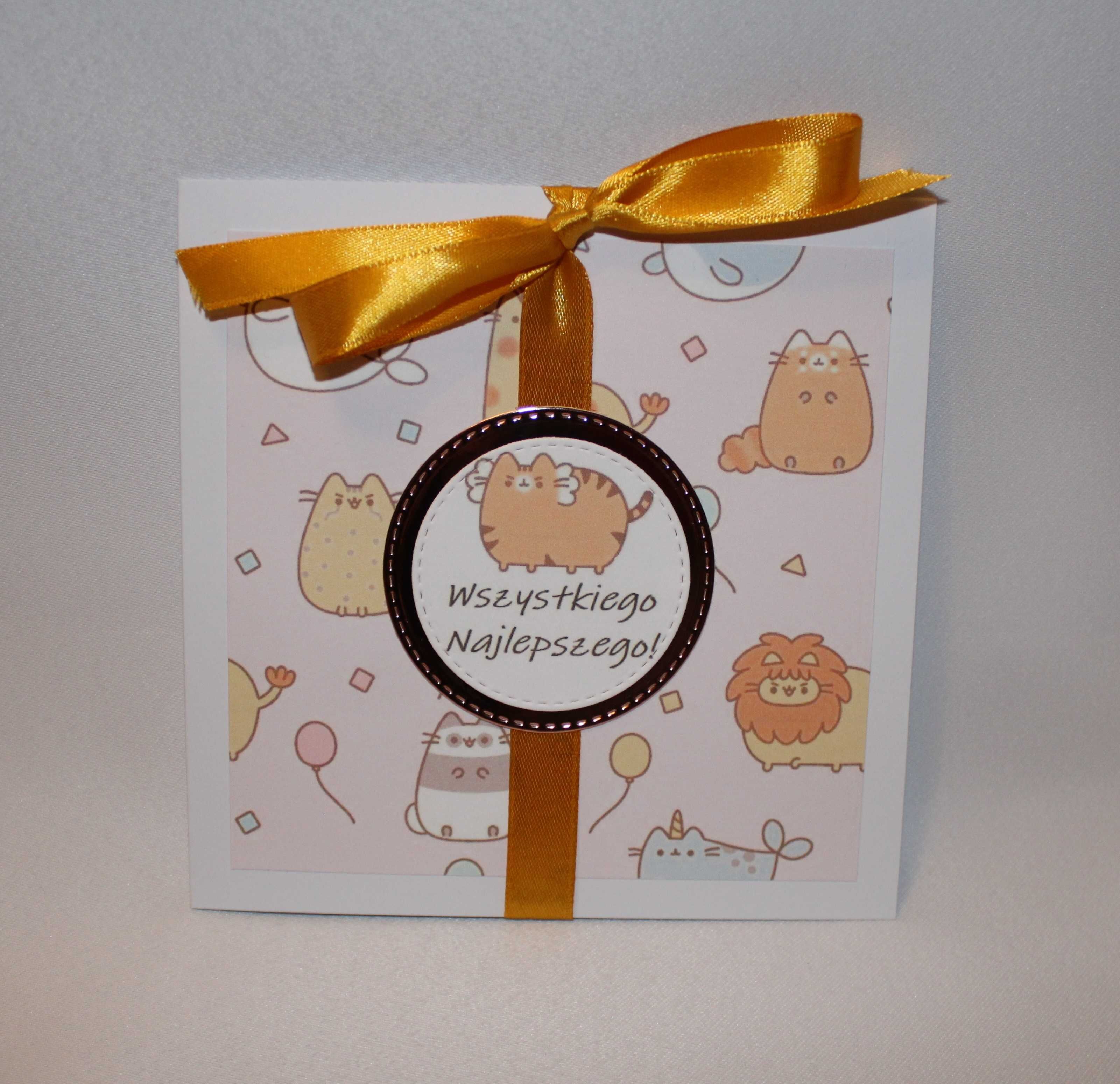 Kartka dla dzieci w zwierzątka kot Pusheen Puszin zoo zwierzęta różowa