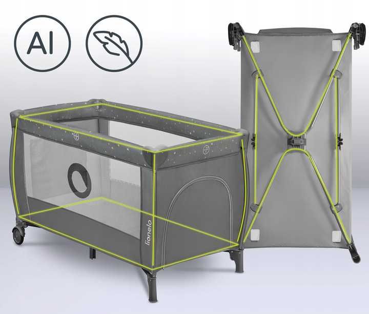 Łóżeczko turystyczne DWUPOZIOMOWE boczne wejście Lionelo Stefi Plus