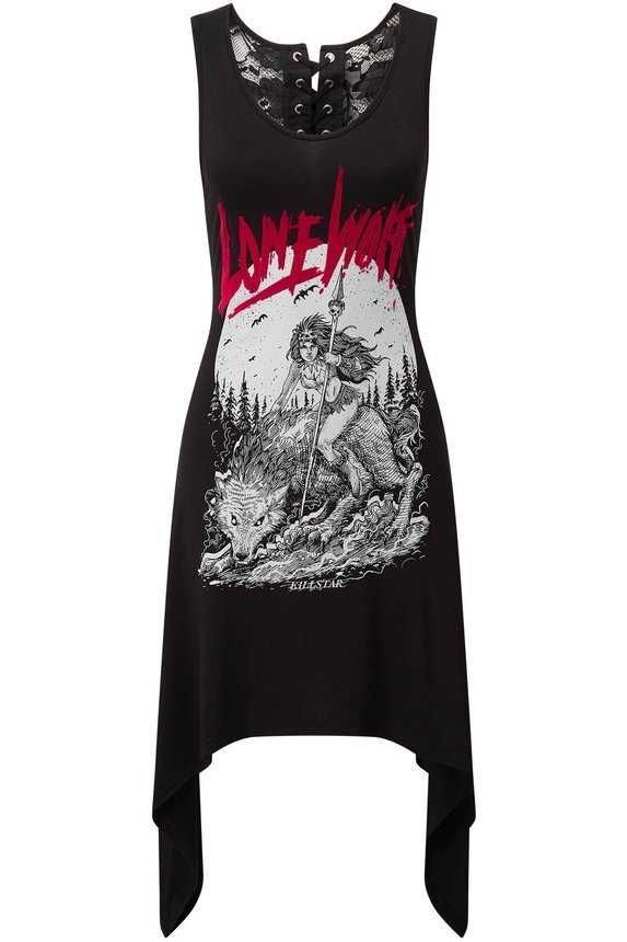 Sukienka KILLSTAR goth lonewolf witch sznurowana asymetryczna