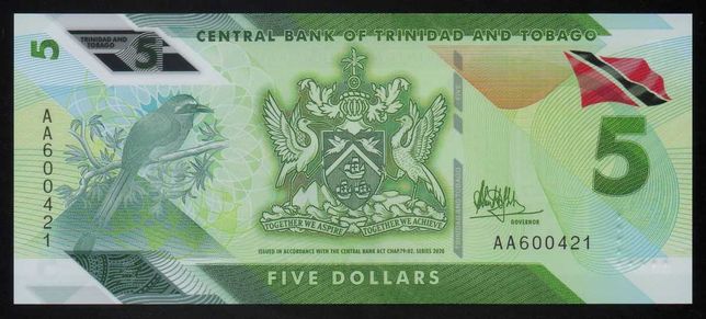 Банкнота Тринидад и Тобаго, 5 долларов, 2020, полимерная