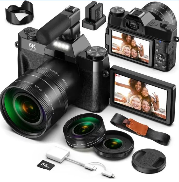 Цифровая камера 6K Ultra HD 64мП 16х зум