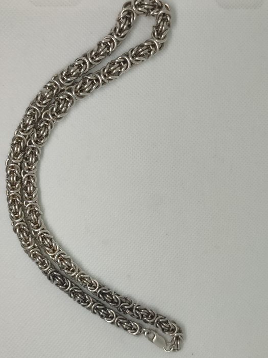 Łańcuszek srebrny 925 splot królewski-bizantyjski częściowo oksydowany