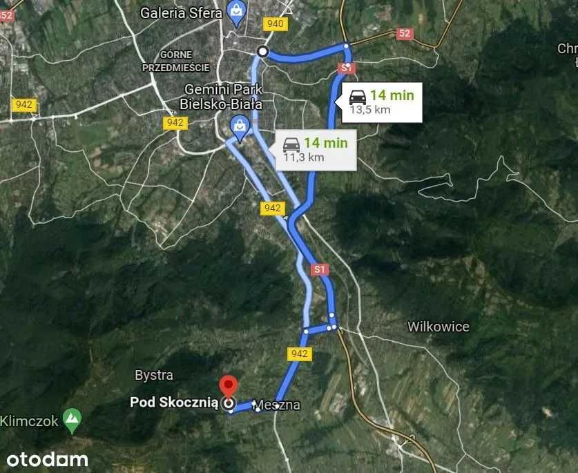 Działka budowlana z fundamentem. Meszna.