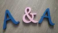Literki A&A niebiesko różowe na ślub