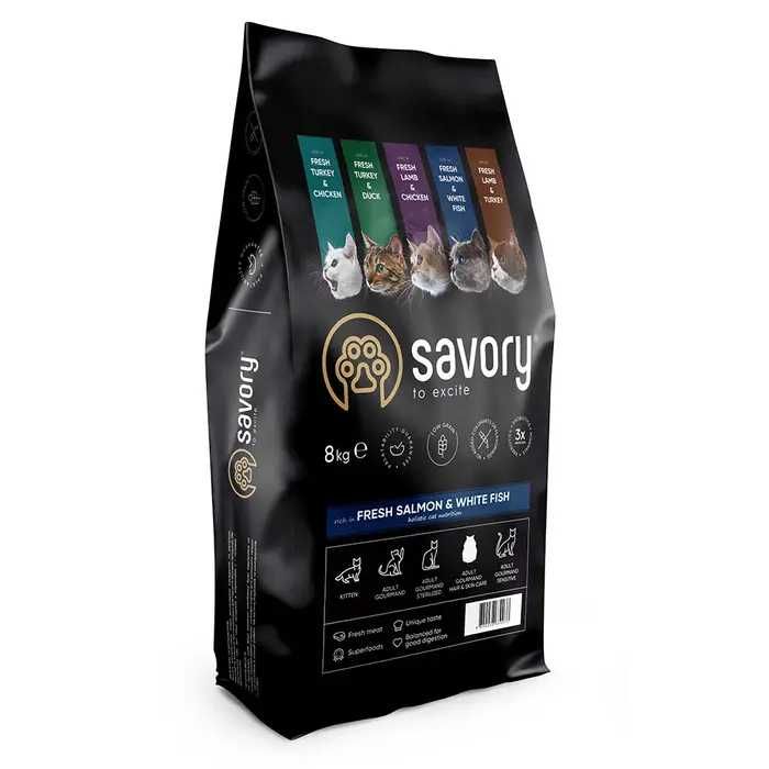 Сухий корм для котів Savory Hair and Skin Care 8 кг лосось та біла риб
