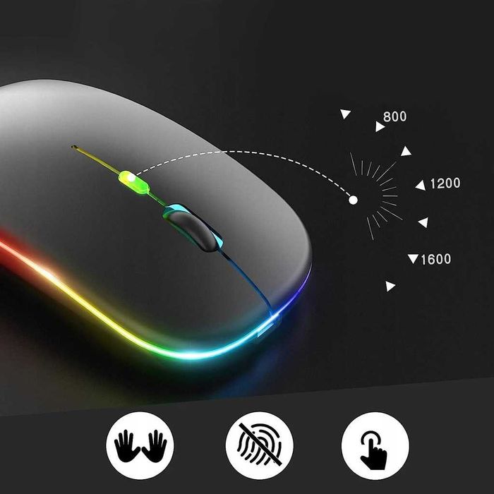 Беспроводная мышь Bluetooth 5.2 + 2.4 Гц с RGB подсветкой Black mat