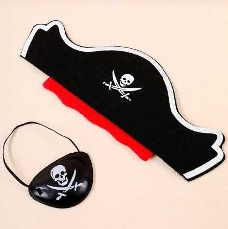 Zestaw pirat przebranie kostium balik czapka + opaska na oko / Nowy