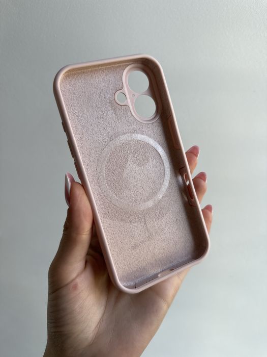 Szkło hartowane i etui silikonowe MagSafe pudrowy róż do IPHONE 16