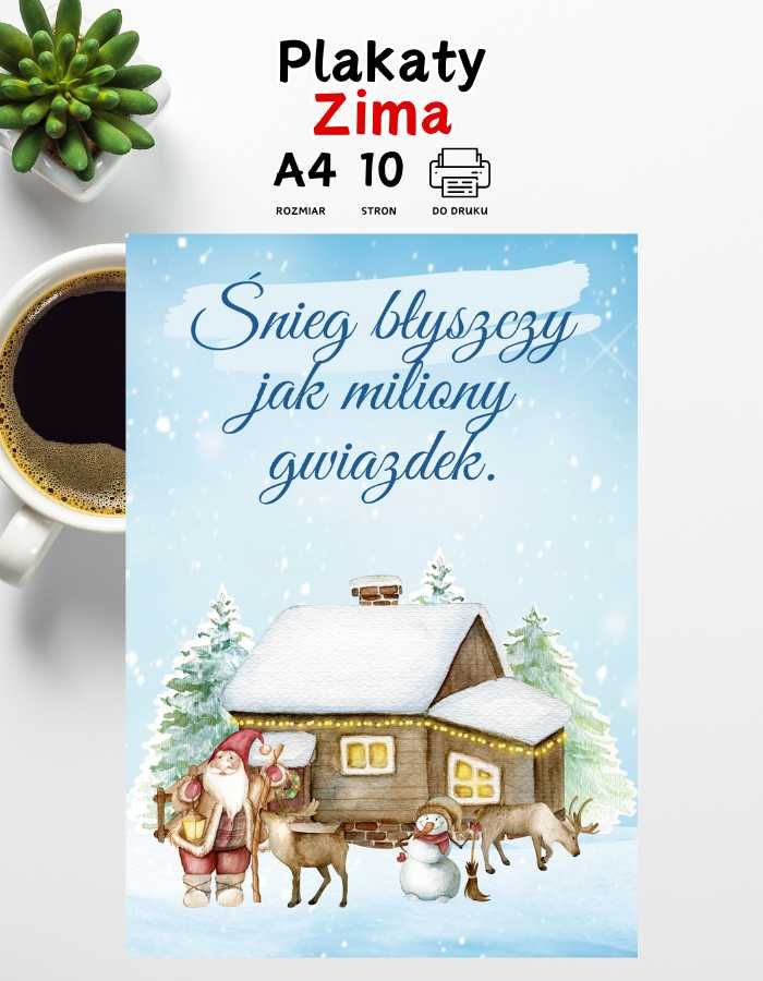 Plakaty motywacyjne dla dzieci do druku A4 – Zima