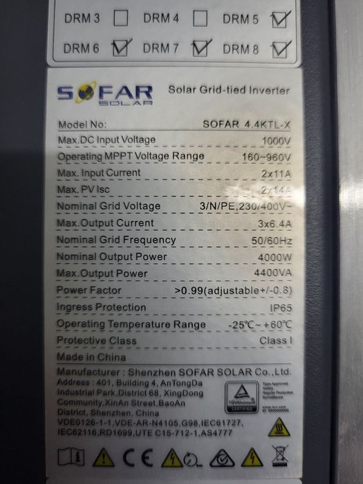 Inwerter falownik Sofar 4.4 ktl-x