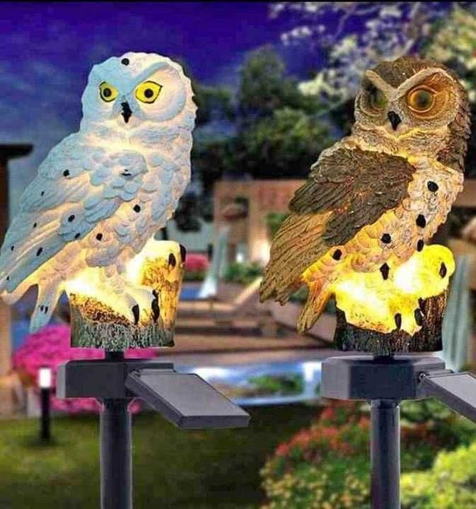 2x Lampa Ogrodowa Solarna LED Sowa Z Czujnikiem Zmierzchu Wbijana