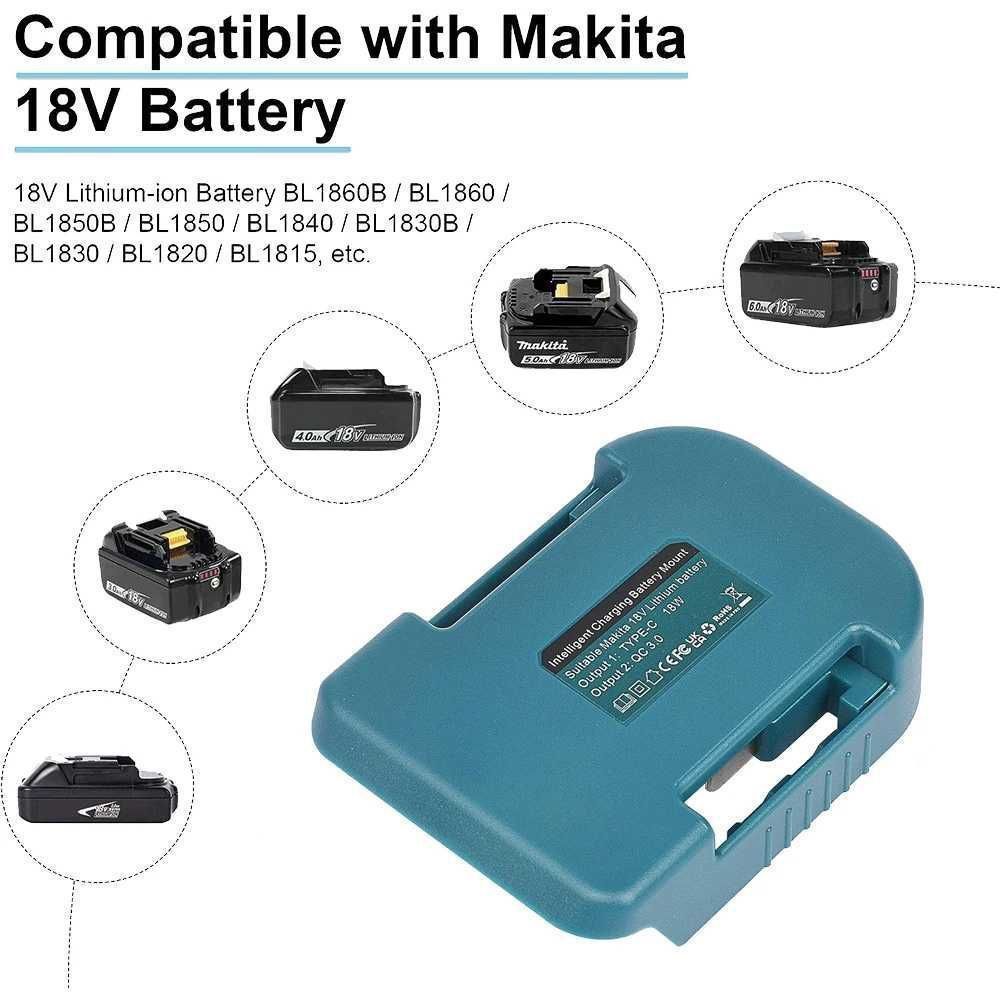 Przenośny adapter USB i 18W typu C dla Makita 18V.